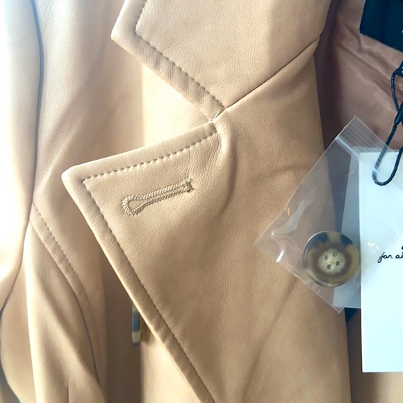S 🔖 7 FOR ALL MANKIND Vegan Faux Leather Trench Coat Tan Beige - Picture 8 of 8